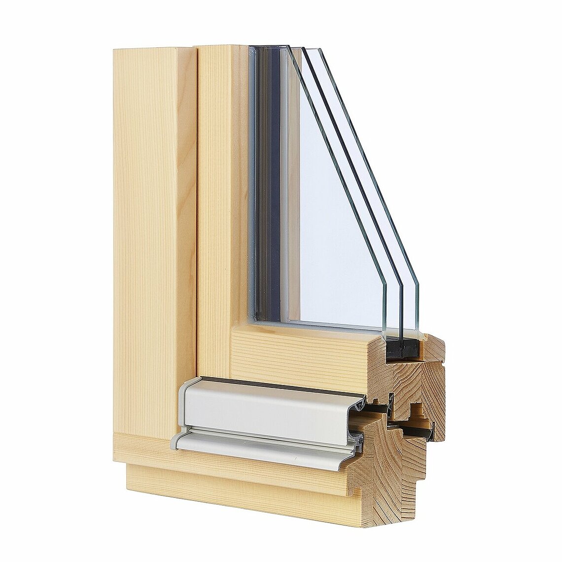 Fensterecke Modell "NATURAL CLASSIC" von Außen, Holzfenster