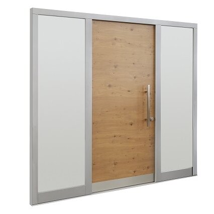 Haustüre Modell "St. Virgil" ist eine Haustüre dessen Türblatt aus astigem Holz gefertigt ist